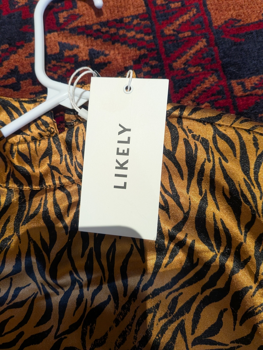 Likely Satin Tiger-Print Slip in Gold and Black
